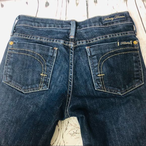 Fidelity Bella Donna Mid Rise Boot Cut Cotton Denim Jeans Blue Silk Rinse 25 - Picture 9 of 9